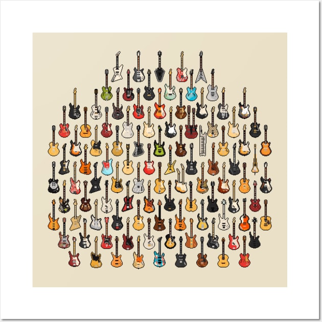 102 Pixel Guitars and Basses and a Keyboard Wall Art by gkillerb